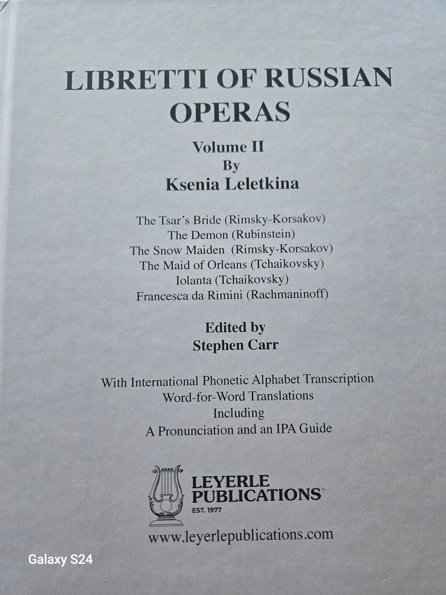 Libretti of Russian Opera - Volume II – Leyerle Publications